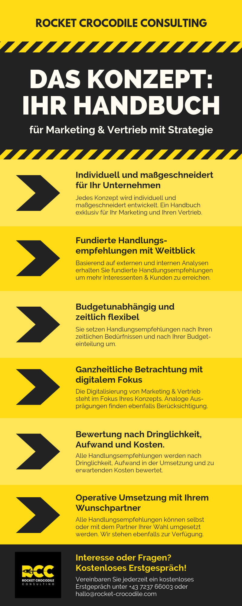 Infografik zur Erstellung eines Konzepts im Rahmen des Rocket Crocodile-Consultingprozesses